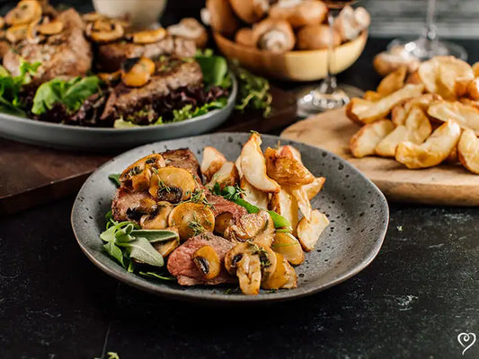 Seared Steak with a Creamy Mushroom Thyme Sauce + Side - LARGE