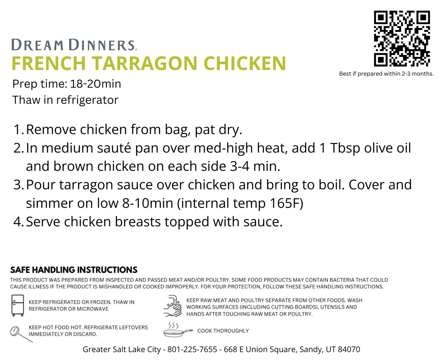 French Tarragon Chicken + Side - LARGE