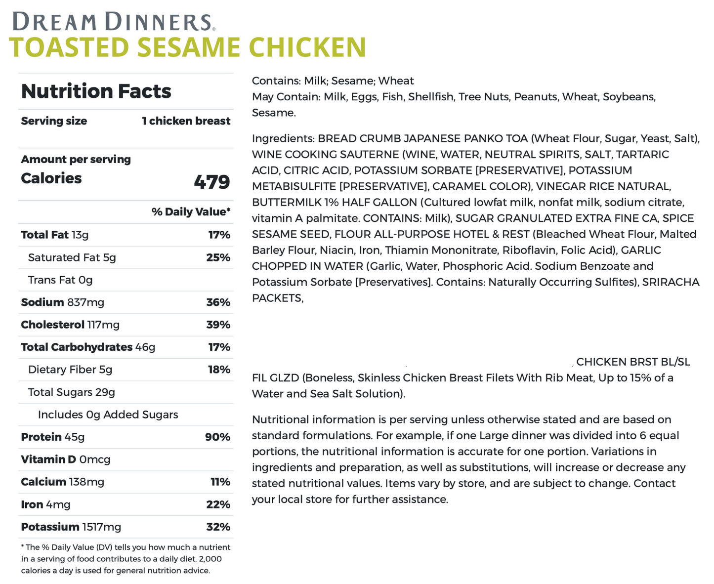 Toasted Sesame Chicken + Side - LARGE