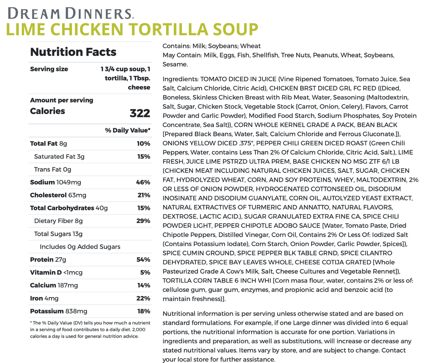 Lime Chicken Tortilla Soup - MEDIUM