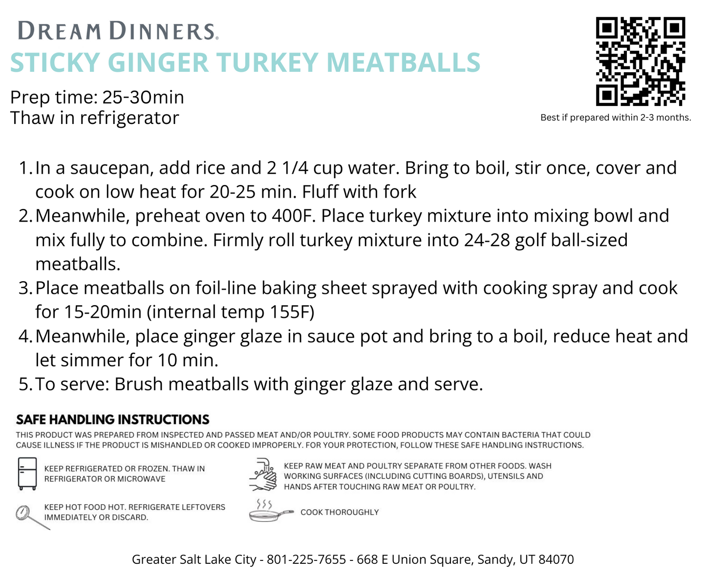 Sticky Ginger Turkey Meatballs + Side - LARGE