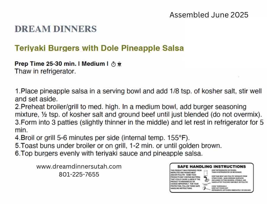 Teriyaki Burgers w/ Dole Pineapple Salsa - MEDIUM