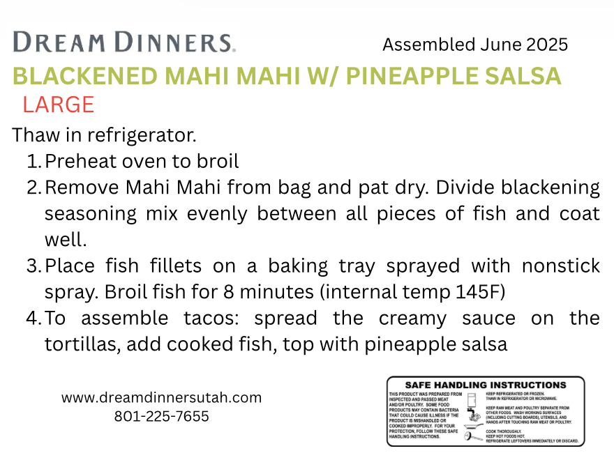 Blackened Mahi Mahi w/ Pineapple Salsa - LARGE